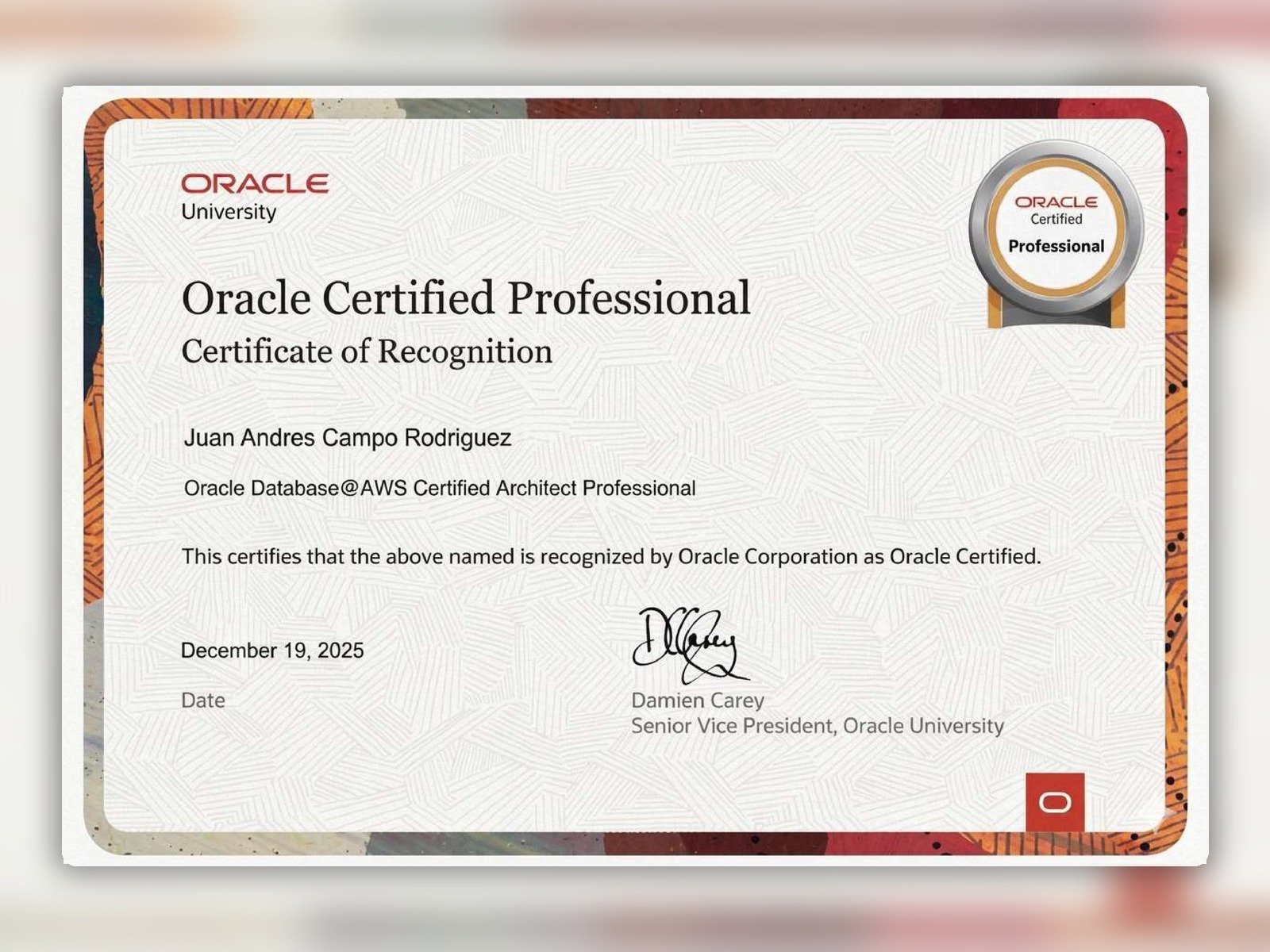 Oracle Database @ AWS Certified Architect Professional